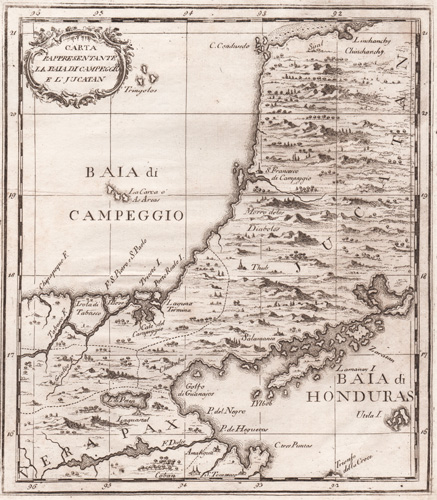 Carta Rappresentante la Baia di Campeggio e l Yucatan [Mexico] 1763